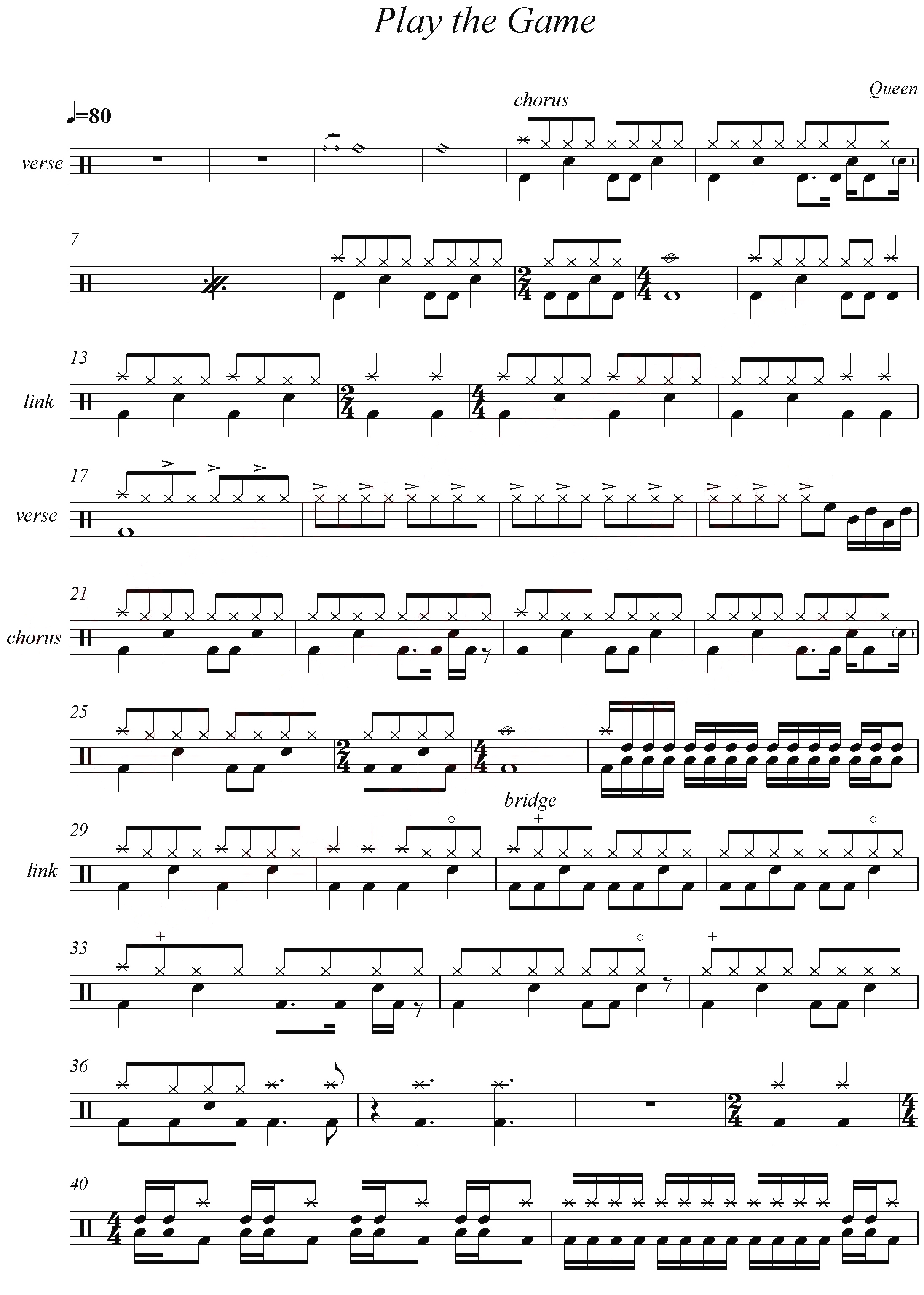 Play The Game 鼓谱预览