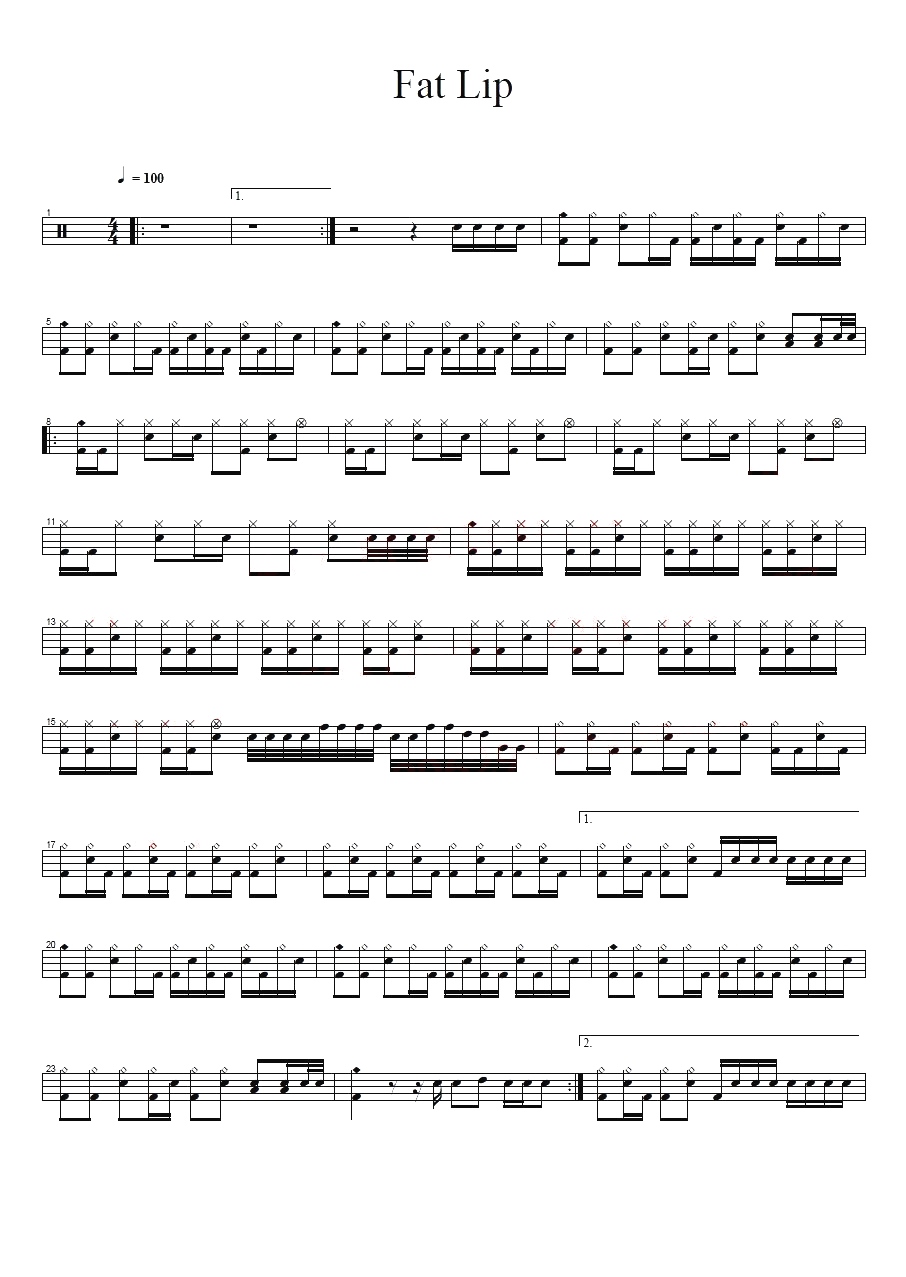 Fat Lip 鼓谱预览