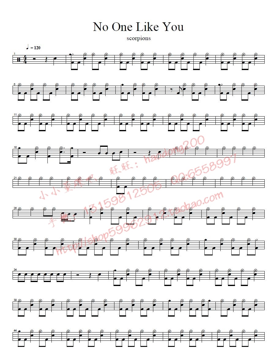 No One Like You 鼓谱预览