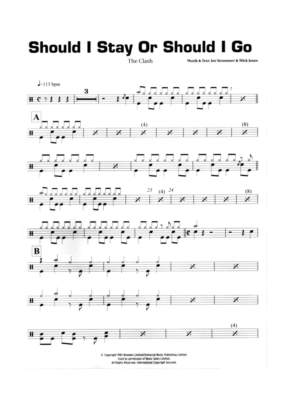 Should I Stay Or Should I Go()-The Clash 鼓谱预览