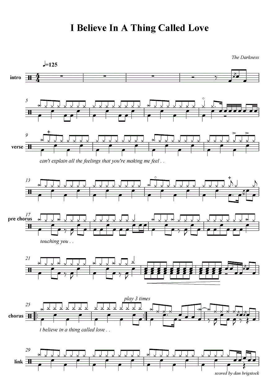 I Believe in a Thing Called Love 鼓谱预览