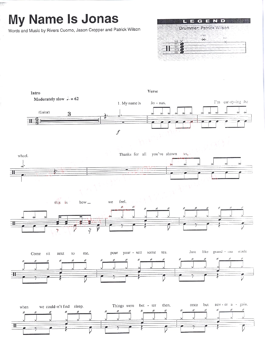 My Name Is Jonas 鼓谱预览