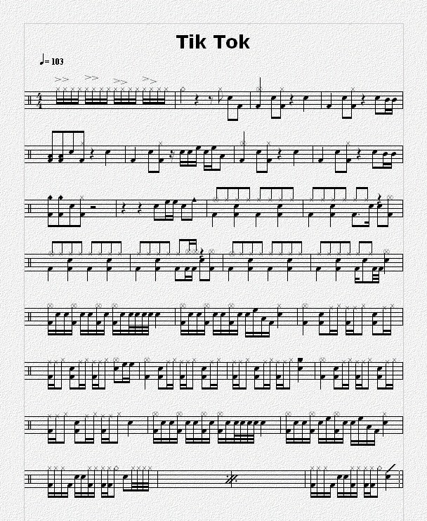 TIK TOK 鼓谱预览