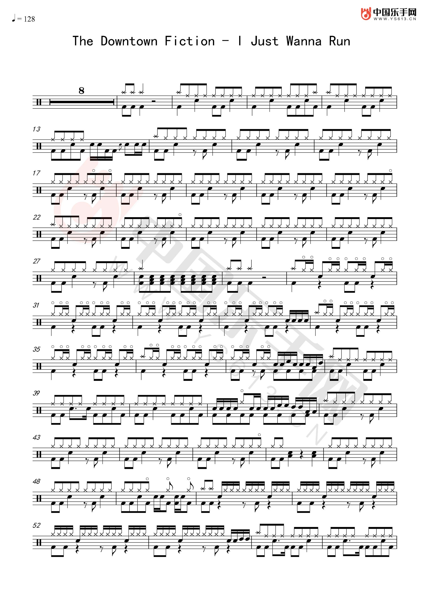 I Just Wanna Run 鼓谱预览