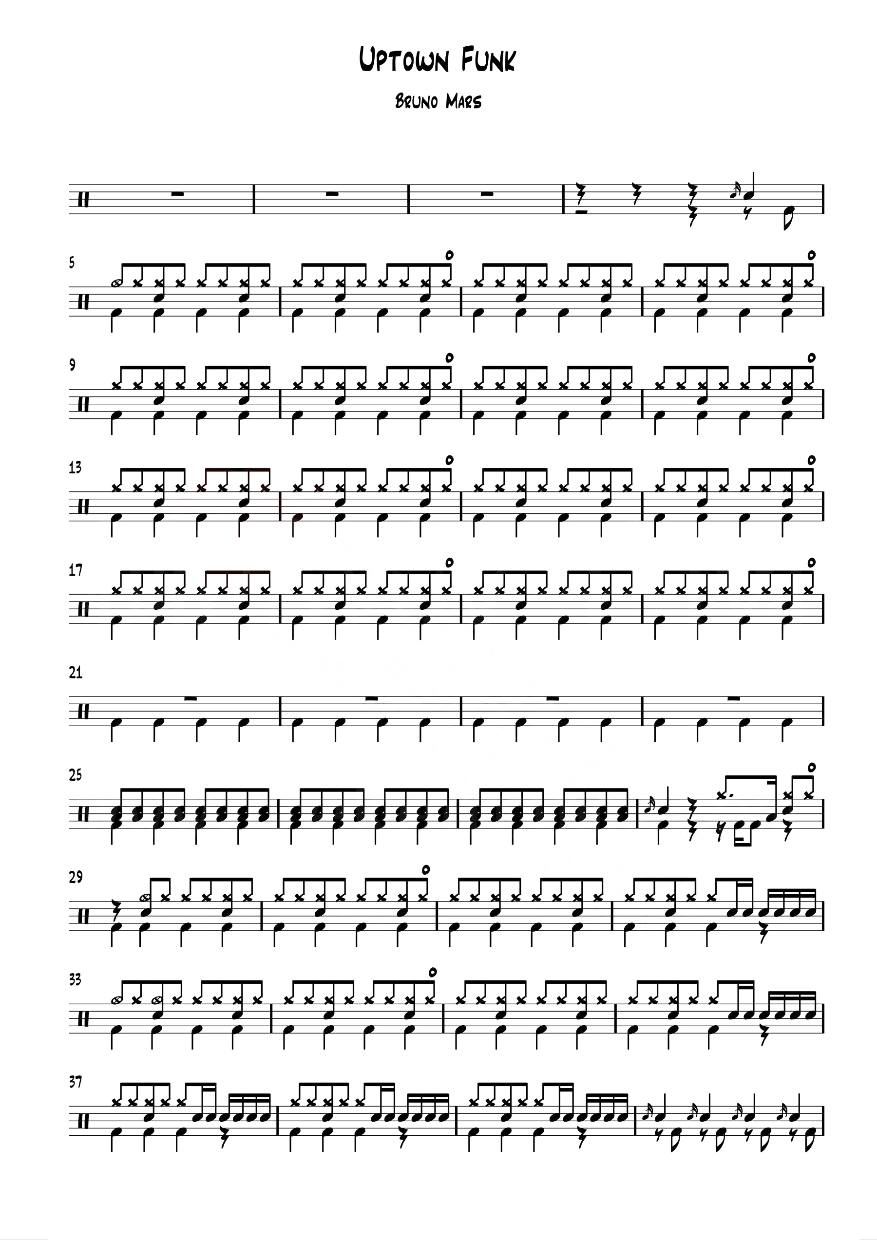 Uptown Funk 鼓谱预览
