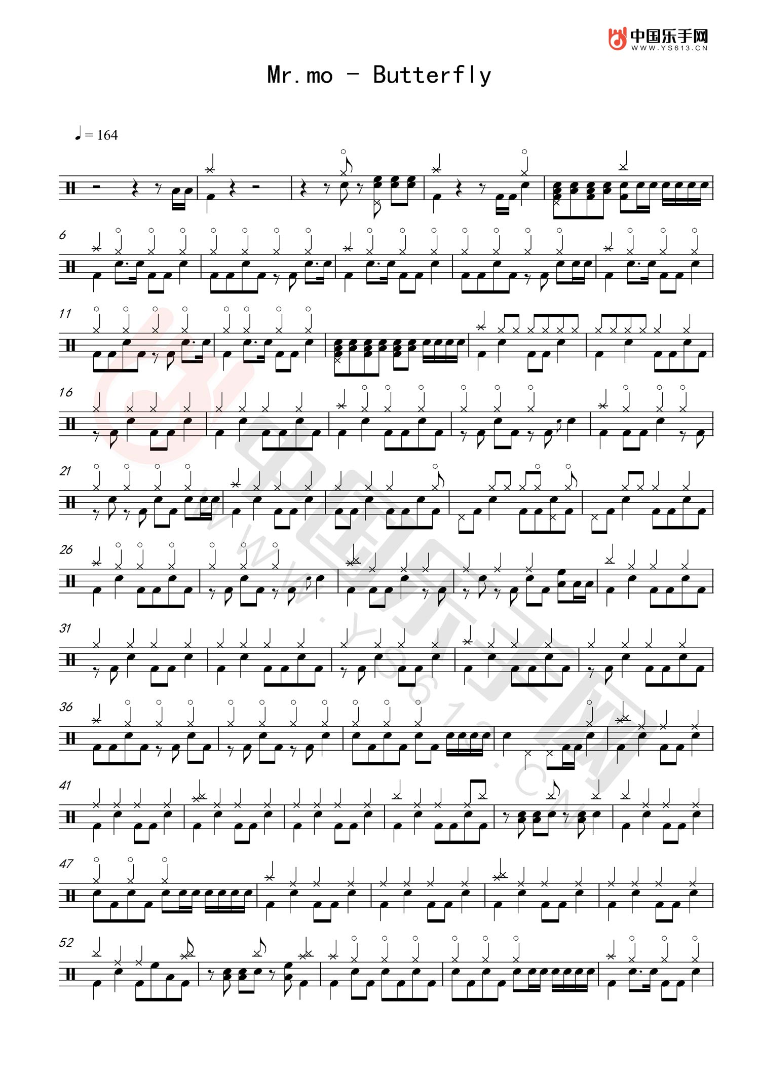butterfly 鼓谱预览